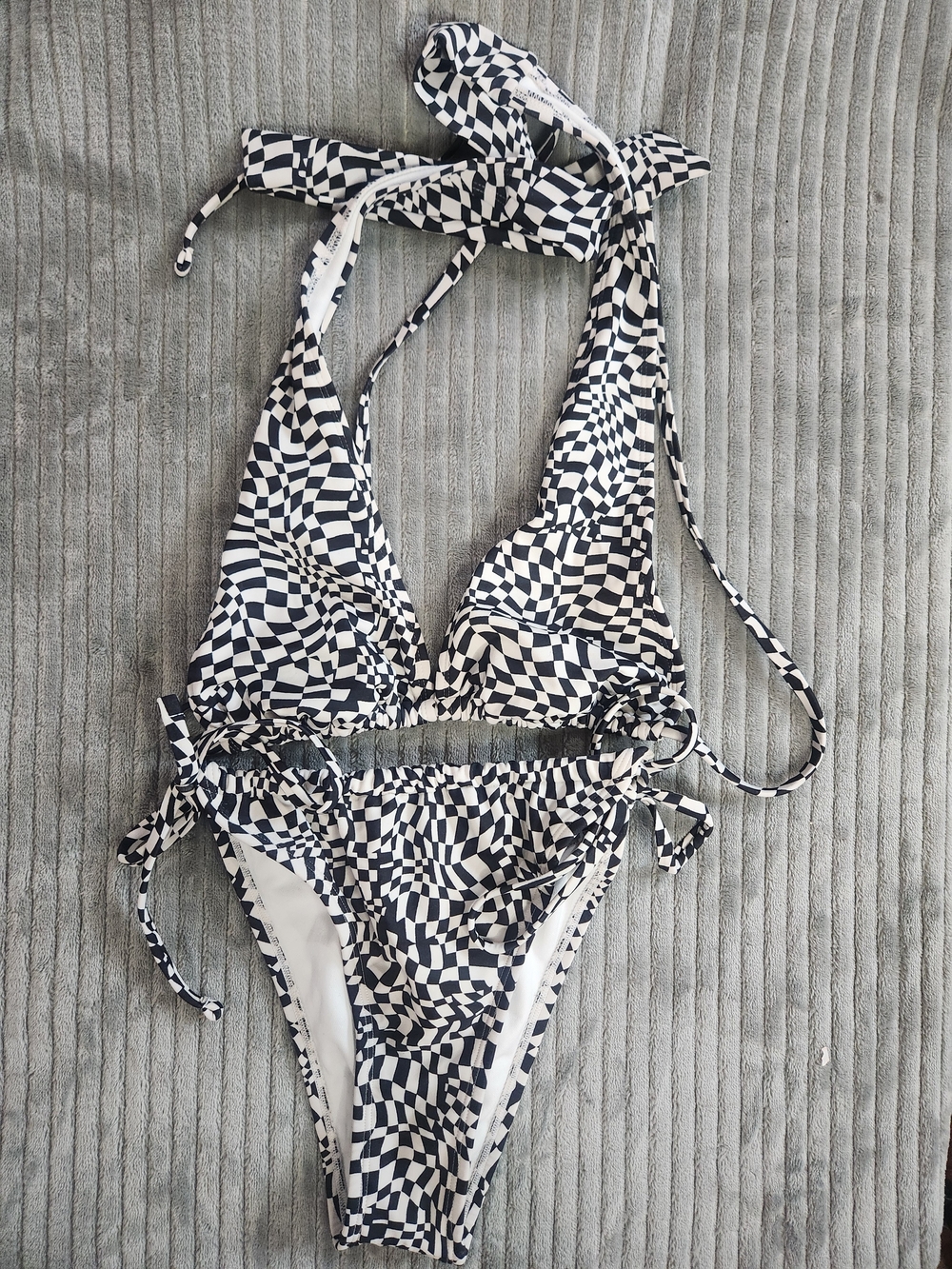 Wild Fable Black & White Checkered One-Piece Swimsuit women's M